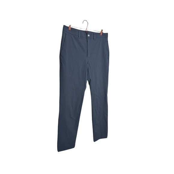 CRZ YOGA Mens Chino Pants 34 Grey Performance Flat Front Straight Leg Pockets - Picture 1 of 3